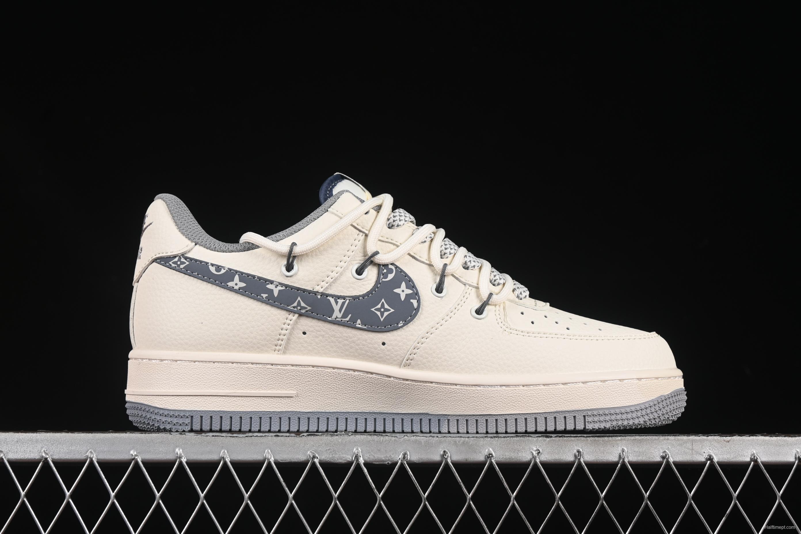 Nike Air Force 1'07 Low LV Collaboration Grey Pattern Drawstring Casual Sneakers - DM6868-065