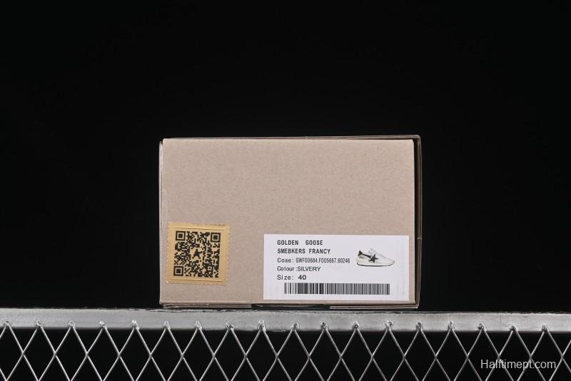 Golden Goose Marathon Comfortable Low-Top Lifestyle Sneakers in White Black Silver - H8D4