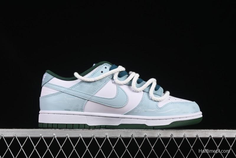 Nike Dunk Low Deconstructed Snake Emblem White Blue Low-Top Casual Sneakers - DD1391-101