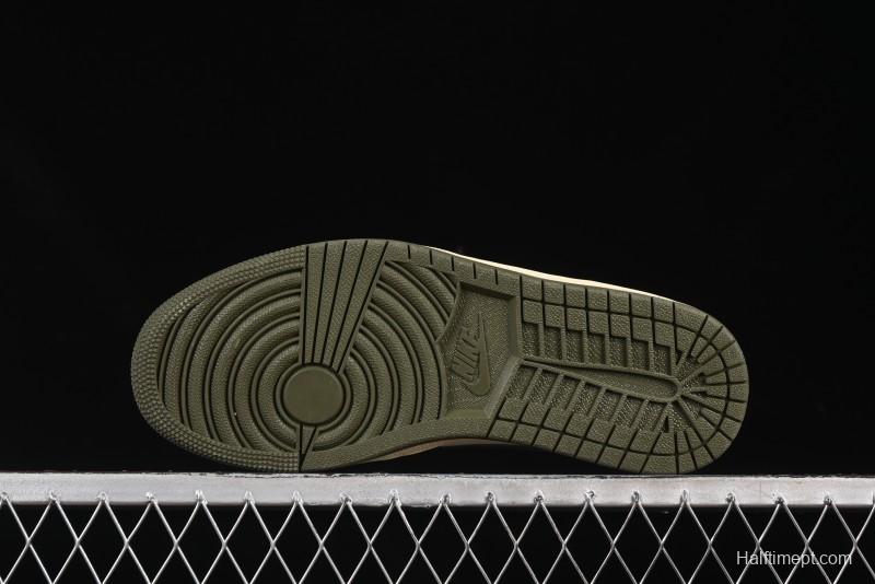 Nike Air Jordan 1 Low AJ1 Military Green White Casual Lifestyle Sneakers - DC0774-122
