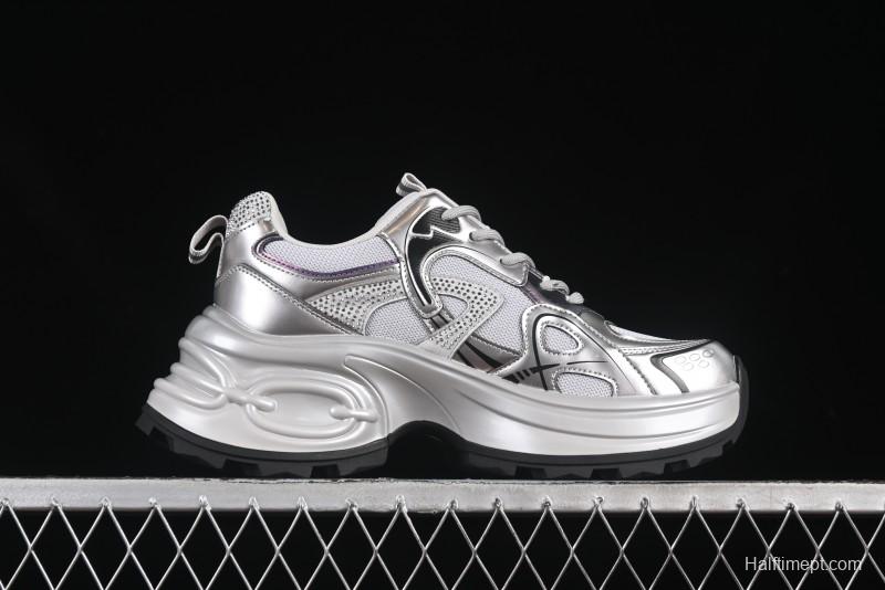 GG-CC 25ss New Platform Chunky Sneakers with 7CM Height Increase and Irregular Design - 668-2 Black