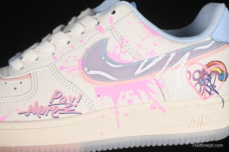 Nike Air Force 1'07 Low Pink and Blue Love Limited Edition Casual Sneakers - CW1574-058