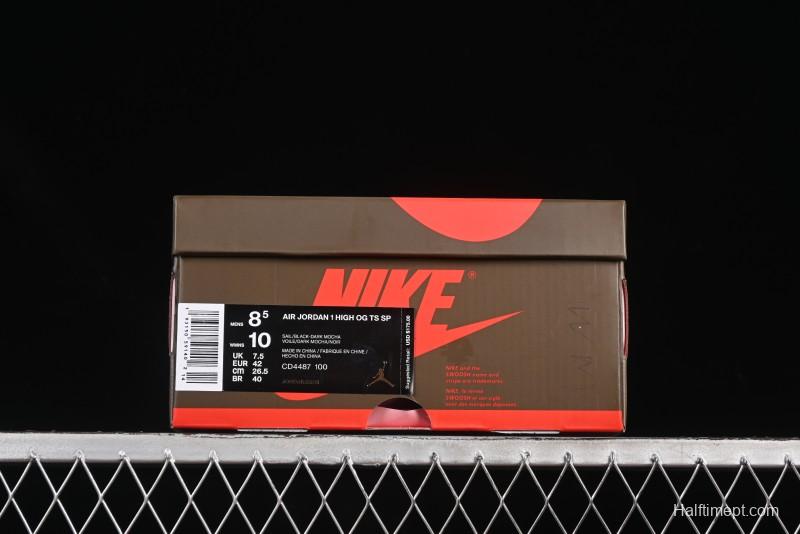 Nike Travis Scott x Air Jordan 1 High OG AJ1 Reverse Swoosh Limited Edition - CD4487-100
