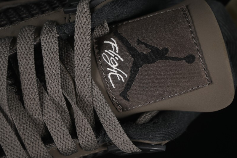 Nike Air Jordan 4 Retro Sneakers in Cave Stone Brown Suede with Black Mesh - FV5029-200
