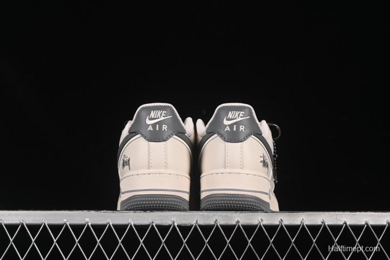 Nike Air Force 1 '07 Low Stussy Collaboration Pig Grey Swoosh Grey Sole Casual Sneakers - XX3168-126