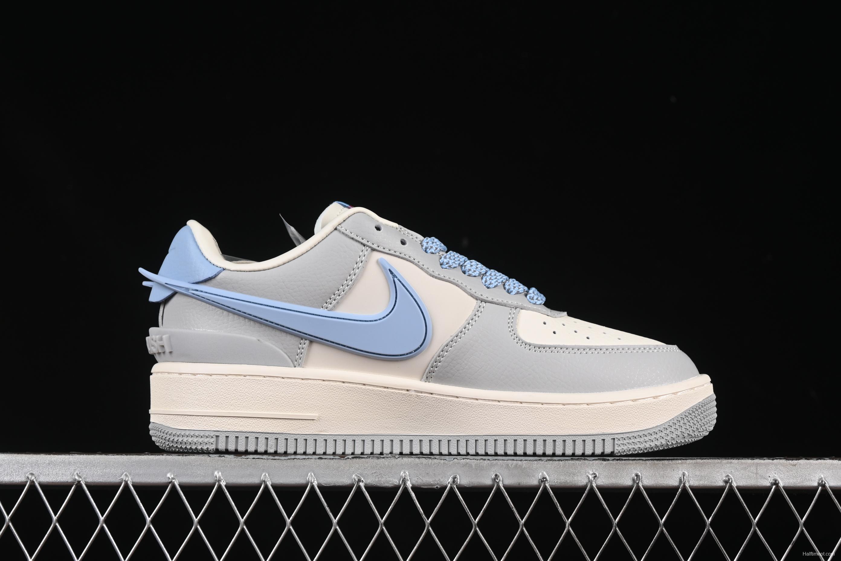 Nike Air Force 1'07 Low Supreme Collaboration Light Blue Swoosh Casual Sneakers - XS3464-577