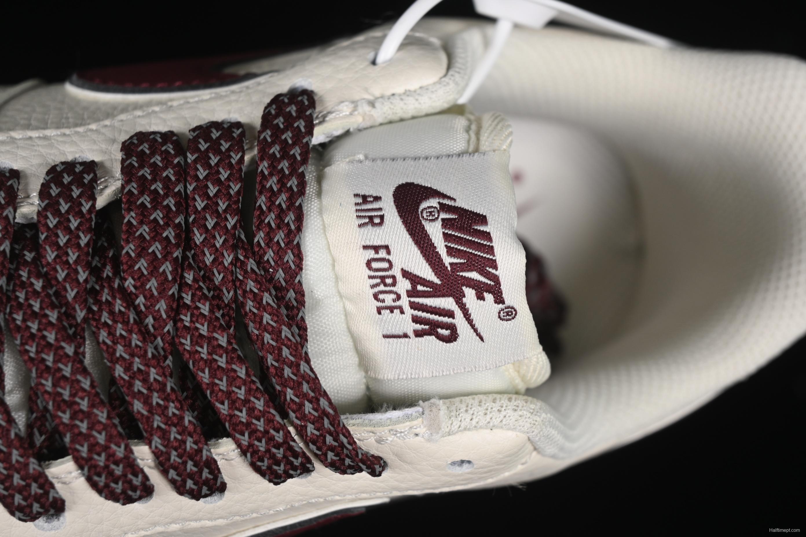 Nike Air Force 1'07 Low "Dream" Casual Sneakers with White Wine Red Swoosh - DR2024-105