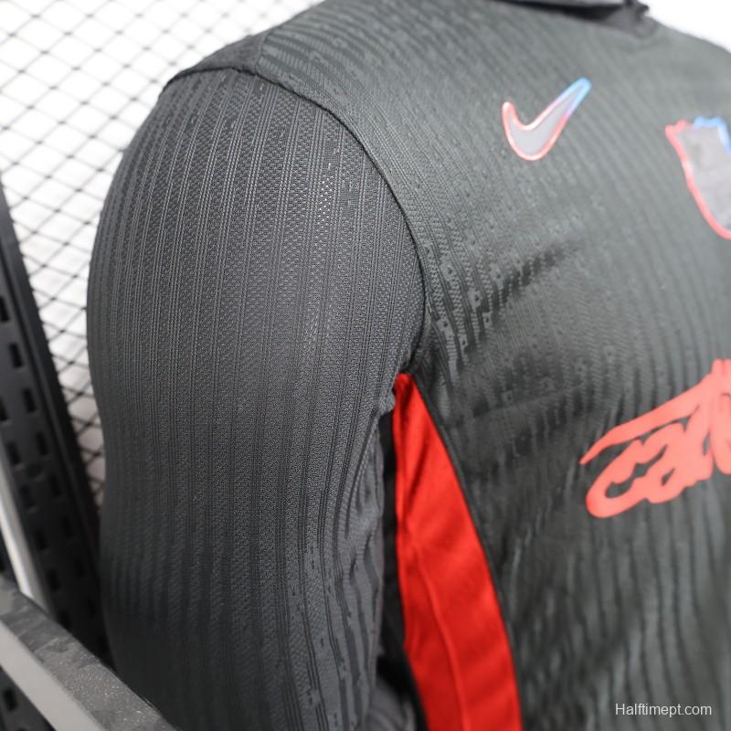 Player Version 24/25 Barcelona x Travis Scott Away Black Jersey With Red Sponsor