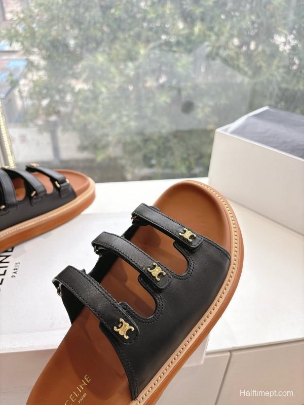 2025 CELINE Black Leather Slippers