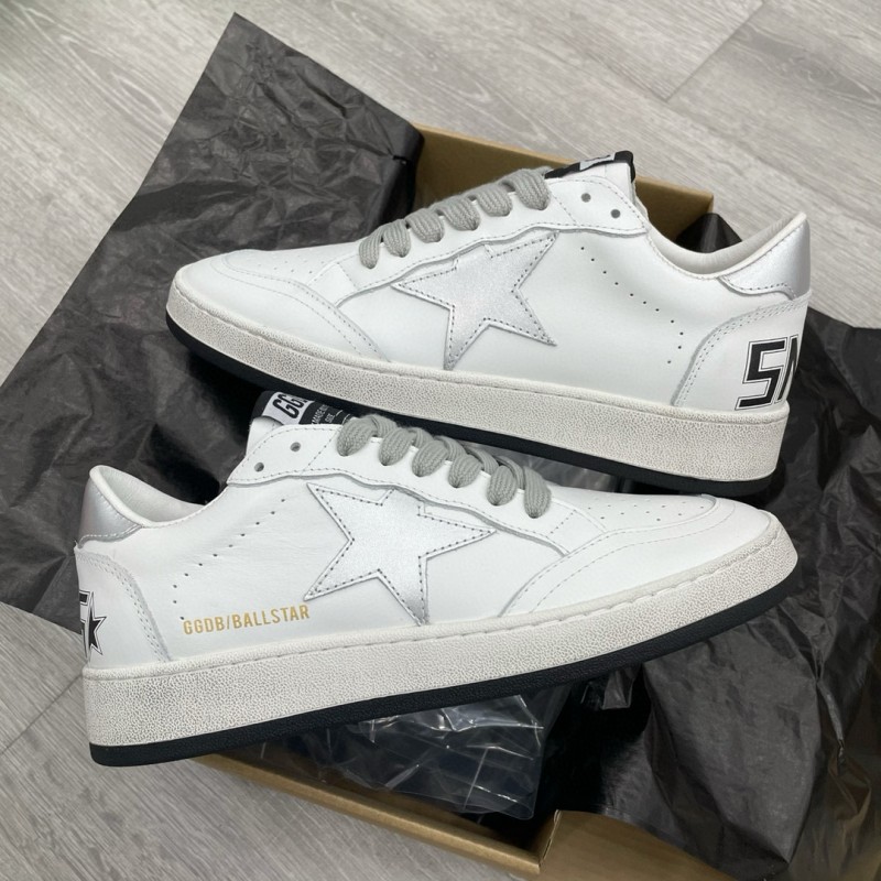 2024 Unisex GGDB White Silver Leather Sneakers MJ00260