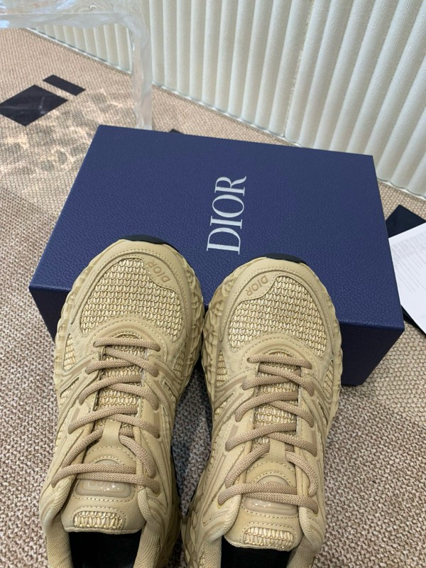2024 Unisex Dior beige mesh leather sneakers MJ00400