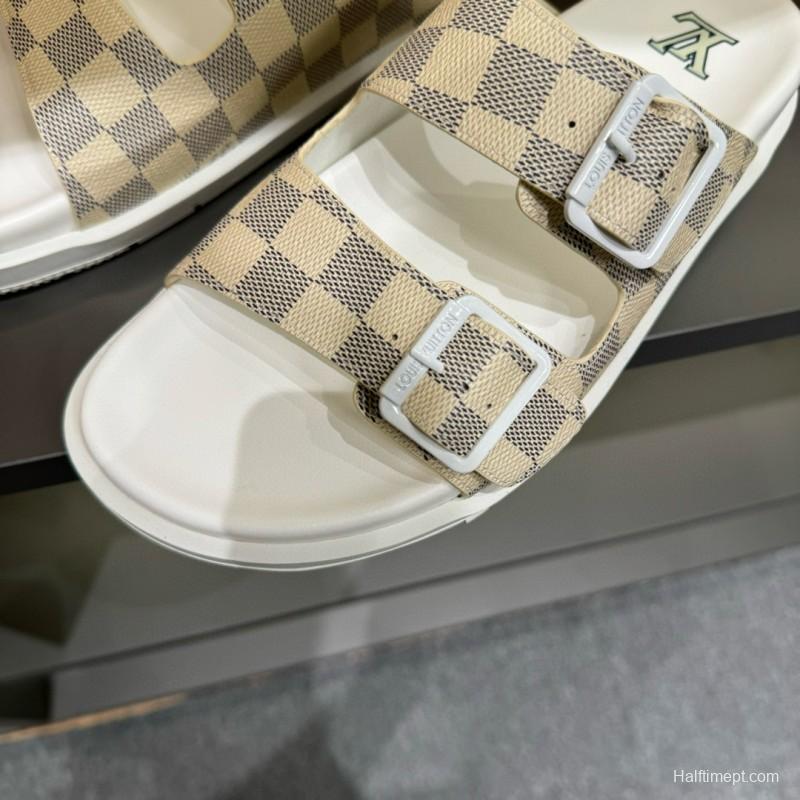 2024 Slippers Louis Vuitton White Beige Canvas Slippers