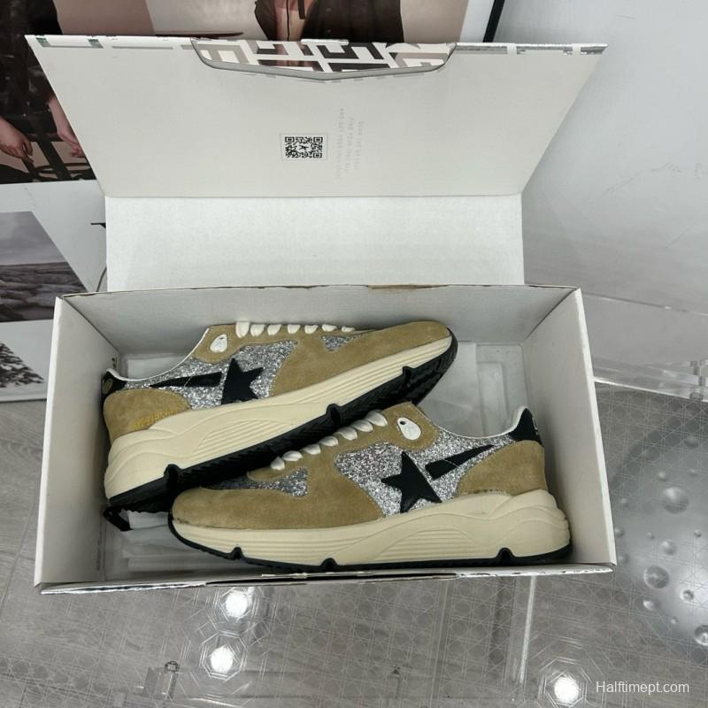 2024 Unisex GGDB Silver Beige Suede Glitter Star Sneakers 