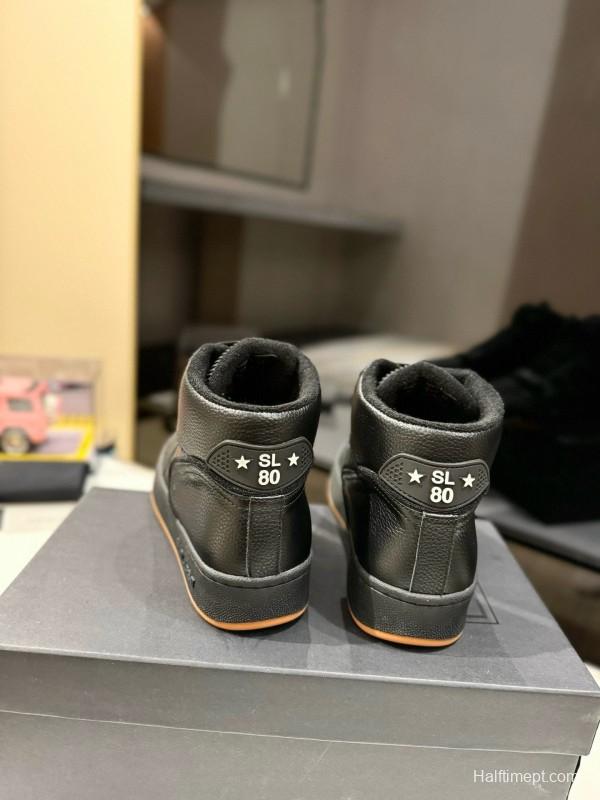 2024 Unisex Yves Saint Laurent Black Leather Sneakers Perforated Craft MJ00390