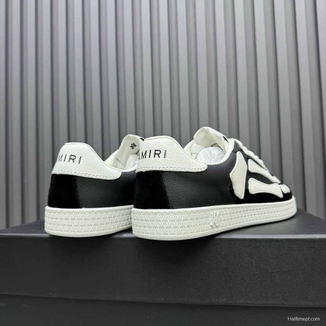 2024 Unisex Amiri Black White Leather Sneakers MJ00300