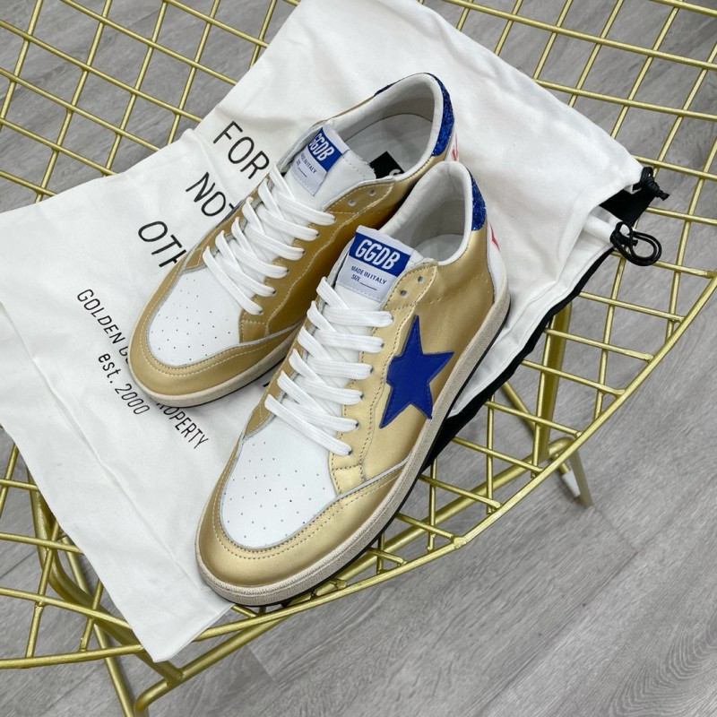2024 Unisex GGDB Gold Blue White Leather Sneakers MJ00260