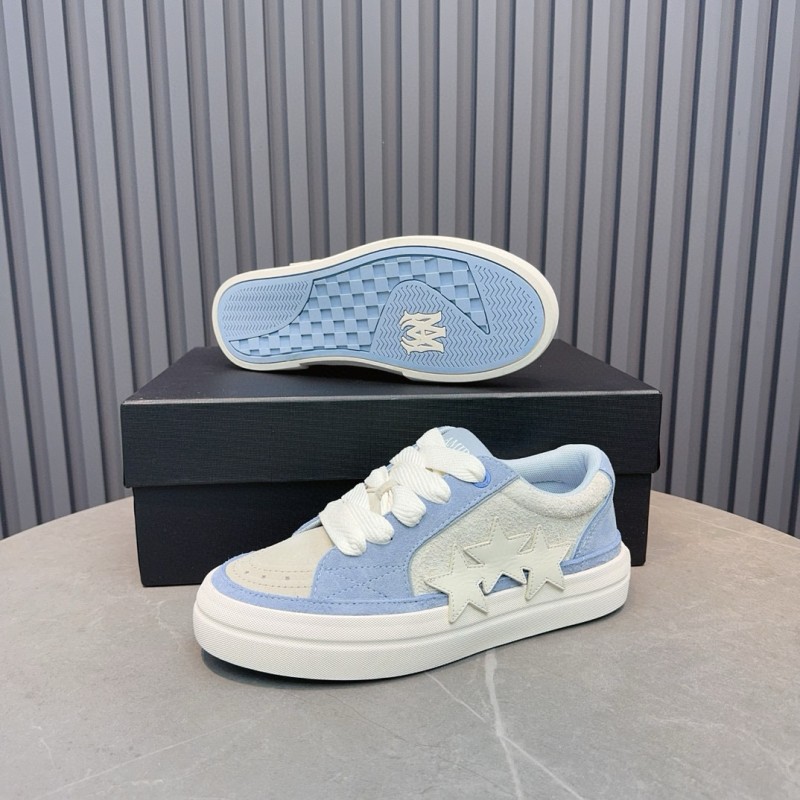 2024 Unisex Amiri Blue White Canvas Suede Sneakers MJ00300