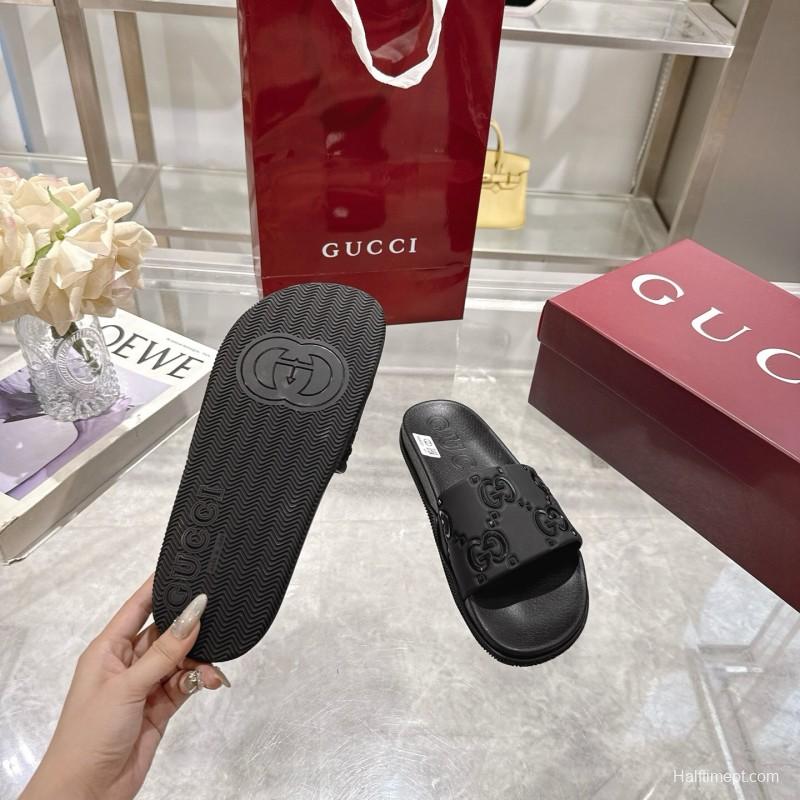 2025 Gucci Black Rubber Slippers