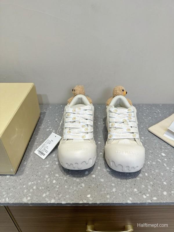 2025 Women 13DE MARZO White Canvas Leather Sneakers 3D Doll KFY00280