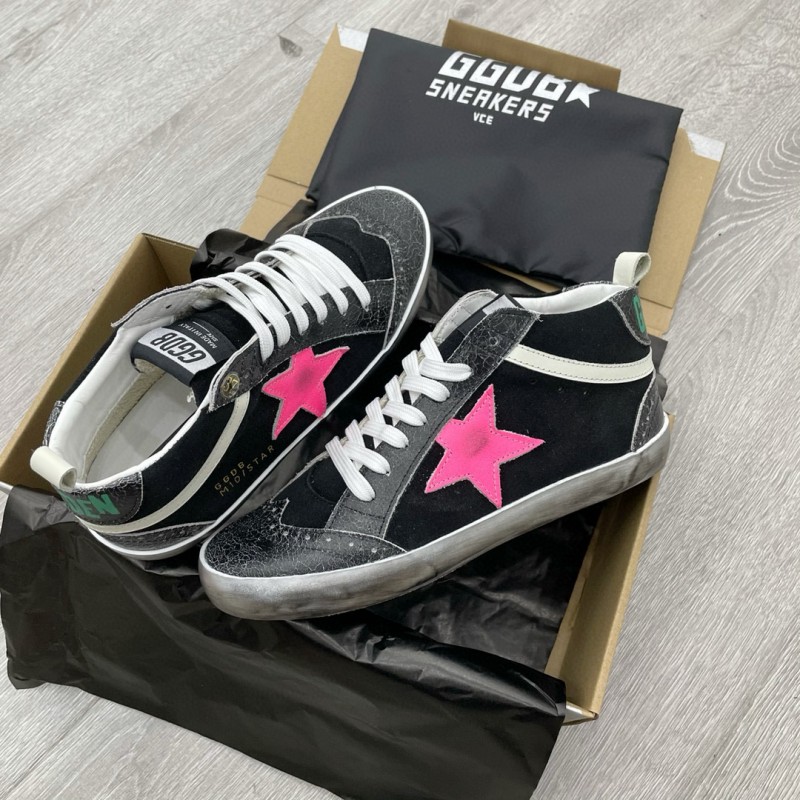 2024 Unisex GGDB Black Pink Suede Leather High-Top Sneakers MJ00300