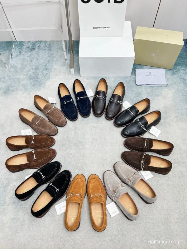 2024 Men Brunello Cucinelli Brown Suede Leather Loafers MJ00480