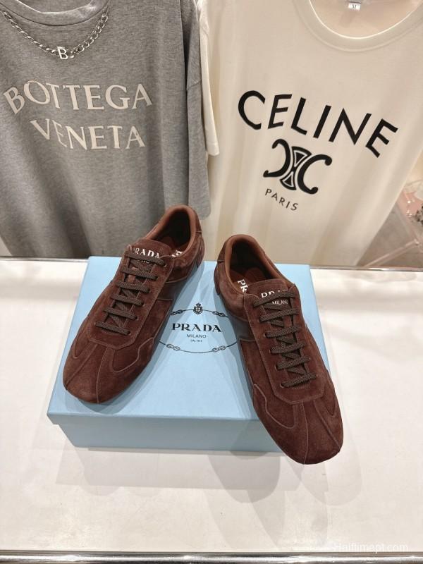 2025 Unisex Prada Brown Suede Casual Shoes