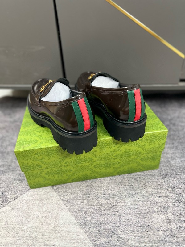 2024 Women Gucci Black Calf Leather Loafers MJ00300