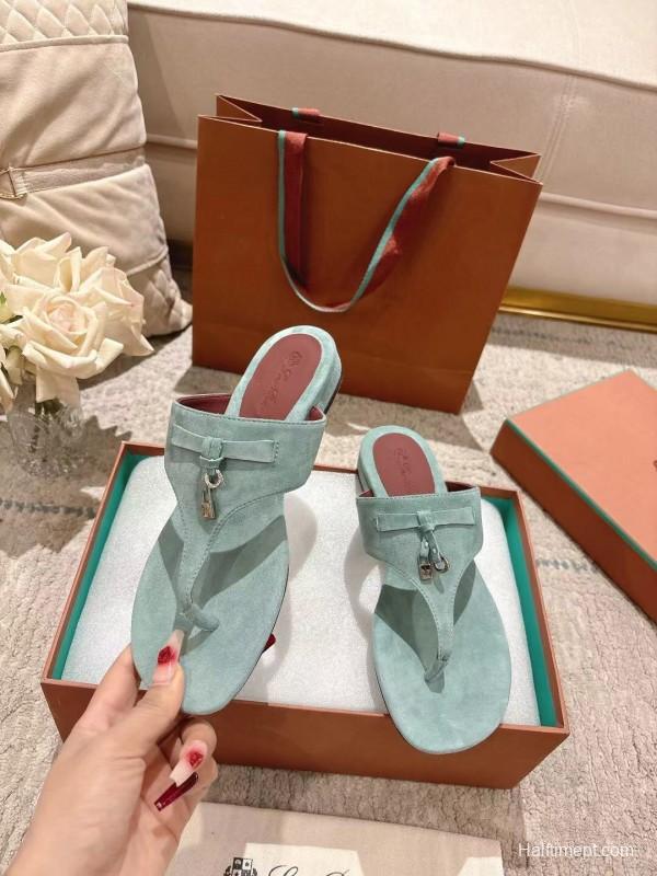 2025 Women Le Parmentier Mint Suede Slippers LY00250