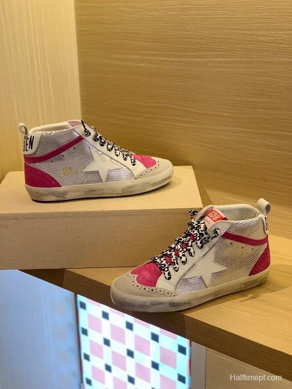 2024 Unisex GGDB White Pink Leather Suede High Top Sneakers MJ00300