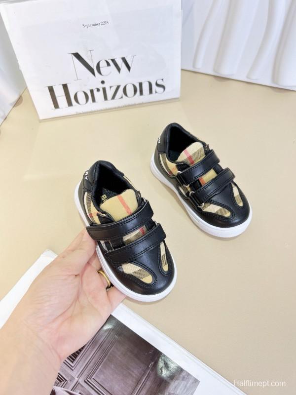 2024 Kids B White Black Canvas Leather Shoes