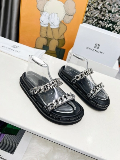 2025 Women Givenchy Black Transparent PVC Chain Sandals LY00250