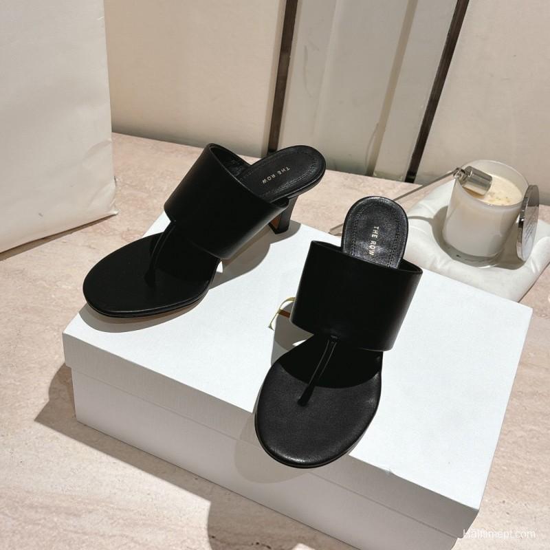 2025 Toteme Black Calf Leather Slippers KFY00280