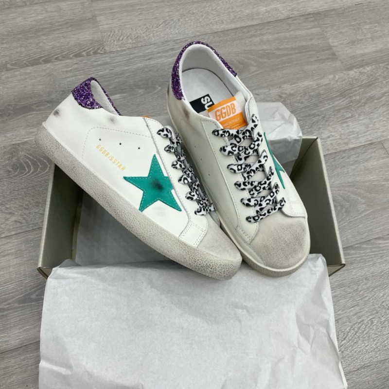 2025 Women GGDB White Green Suede Leather Sneakers