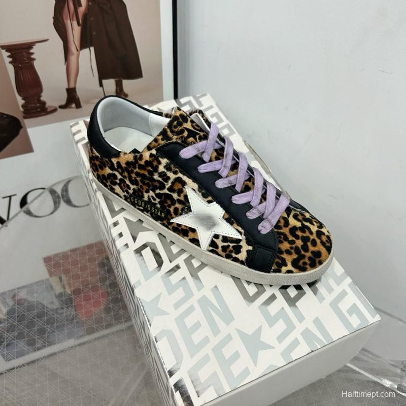 2025 Women GGDB Leopard Black White Leather Suede Sneakers