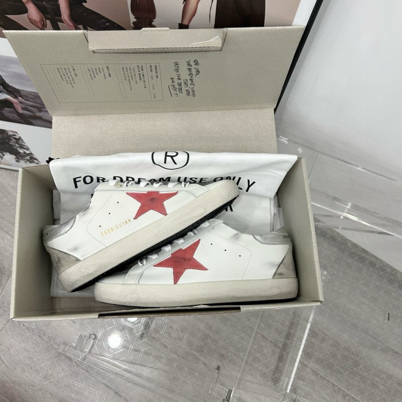 2025 Women GGDB White Red Leather Sneakers
