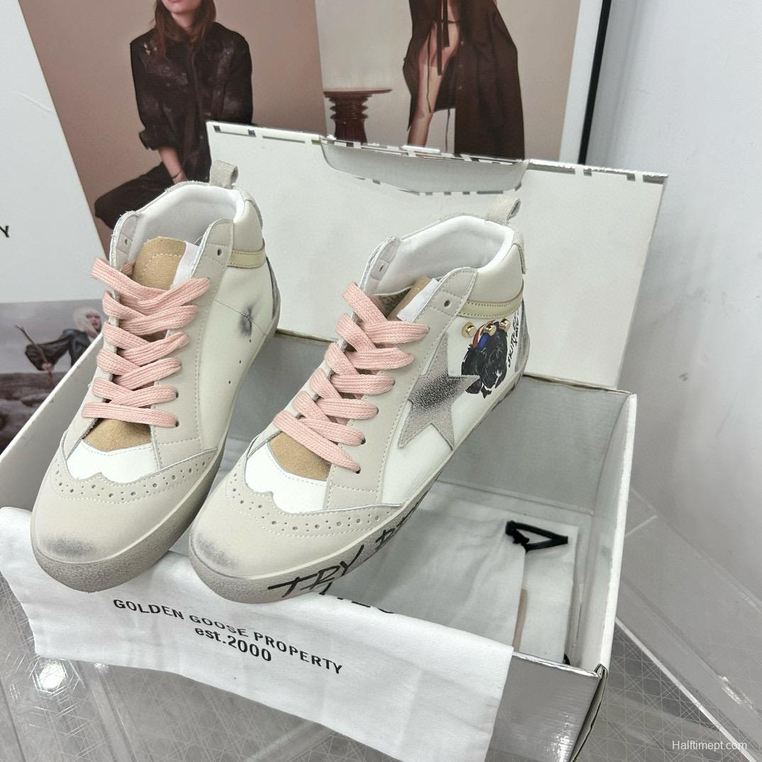 2024 Unisex GGDB White Pink Grey Suede Leather High Top Sneakers MJ00300