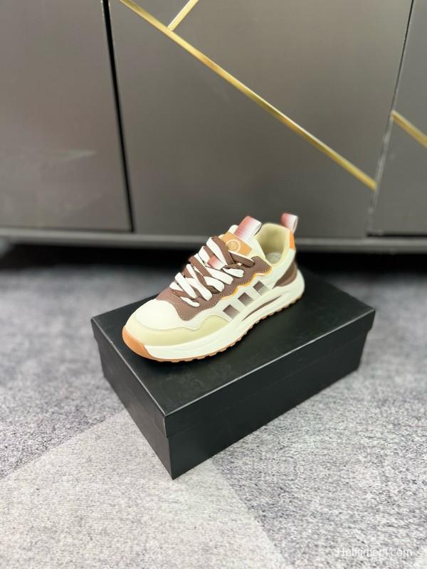 2024 Unisex Armani Beige Brown Pink Leather Mesh Casual Shoes MJ00230