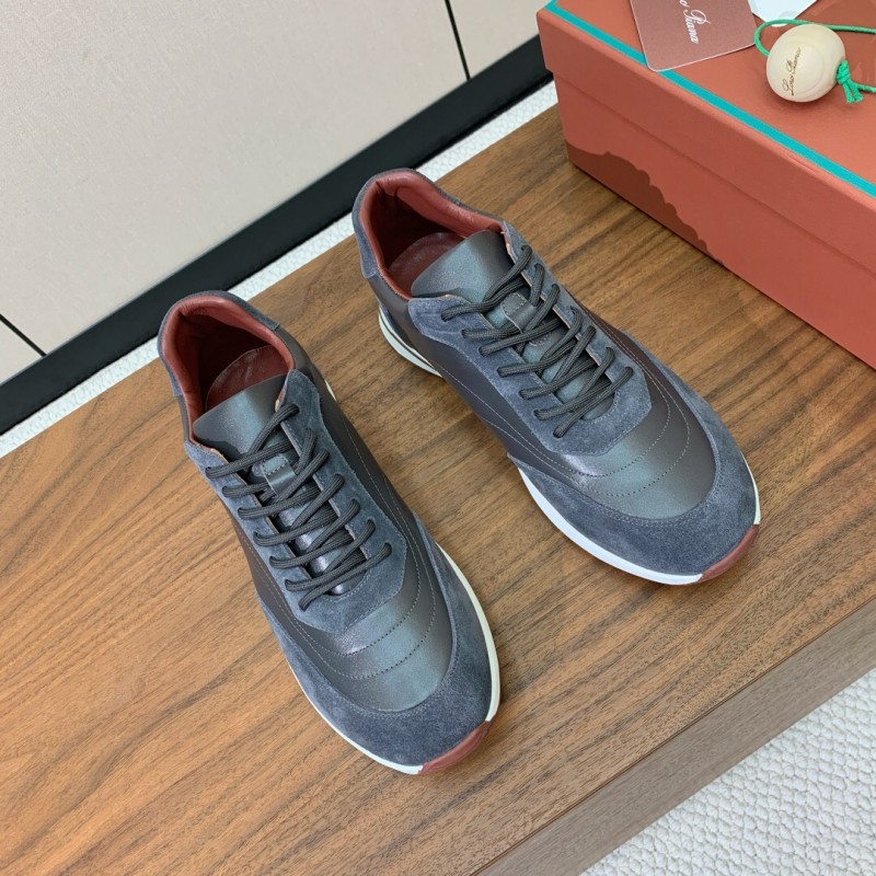2025 Unisex Le Parmentier Grey Blue Suede Leather Sneakers LY