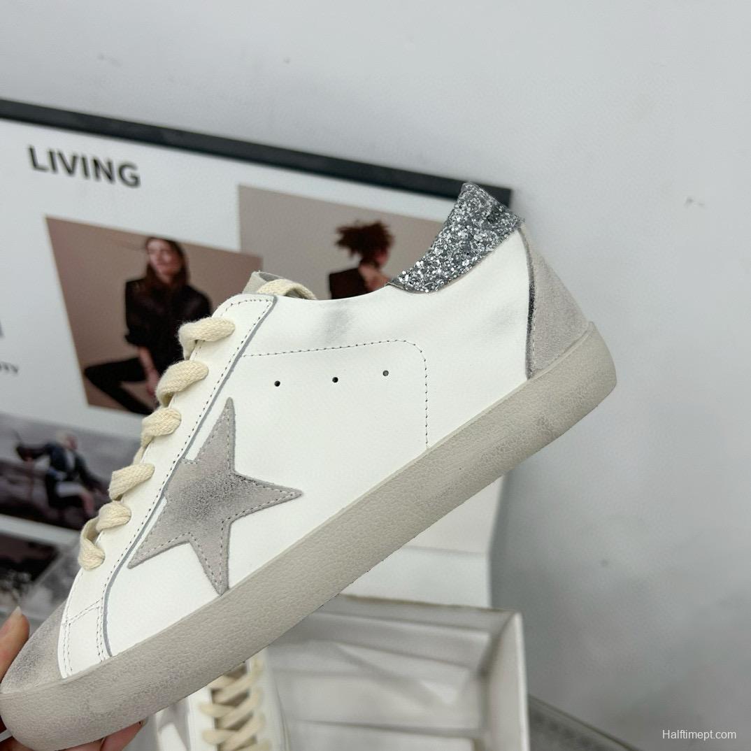 2024 Women GGDB White Grey Leather Suede Sneakers