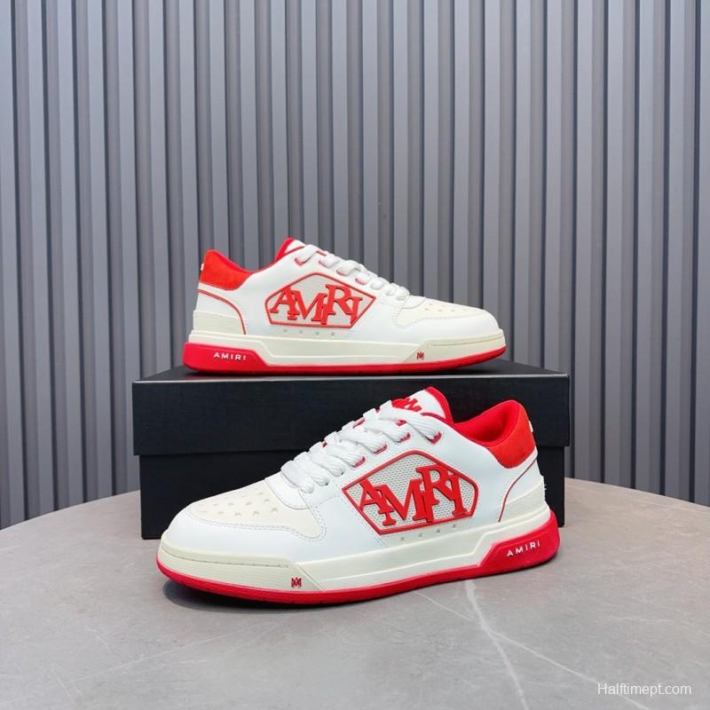 2025 Unisex Amiri White Red Leather Sneakers MJ00360