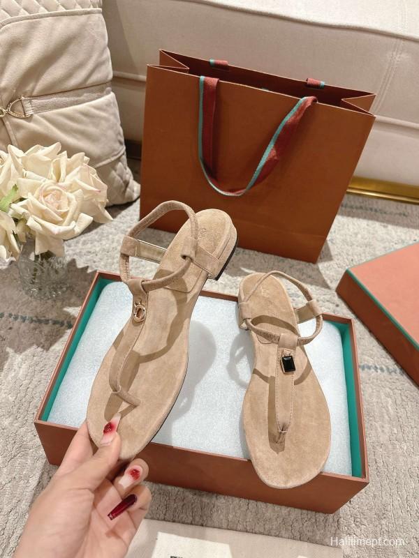 2025 Women LP Beige Suede Sandals LY00350