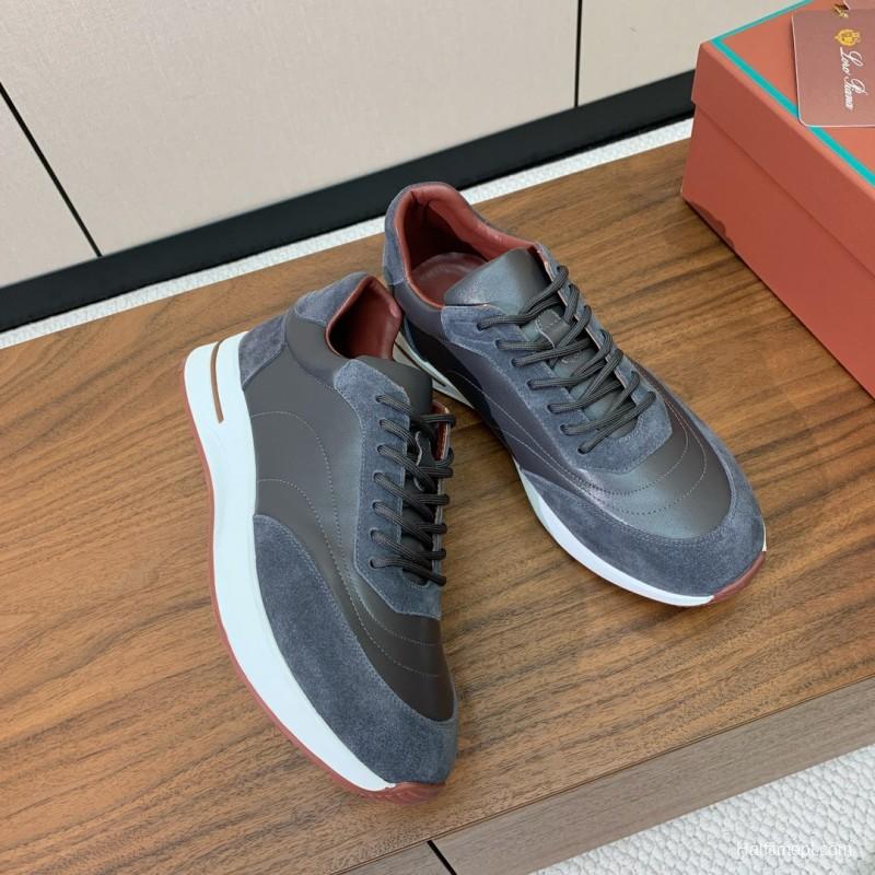 2025 Unisex Le Parmentier Grey Blue Suede Leather Sneakers LY