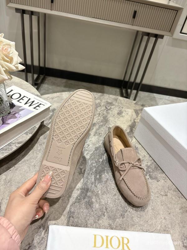2025 Women Dior Beige Suede Loafers