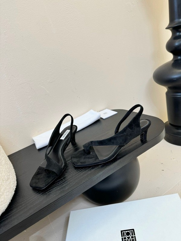 2025 Women Toteme Black Suede Slingback Sandals