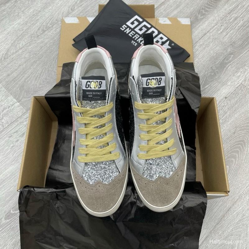 2024 Unisex GGDB pink black silver glitter suede leather high top sneakers MJ00300