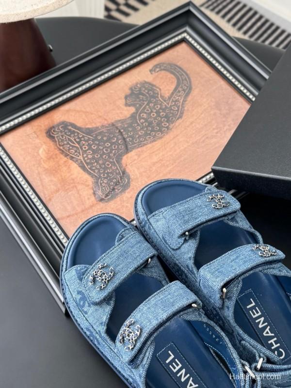 2025 Women Chanel Blue Denim Sandals LY00320