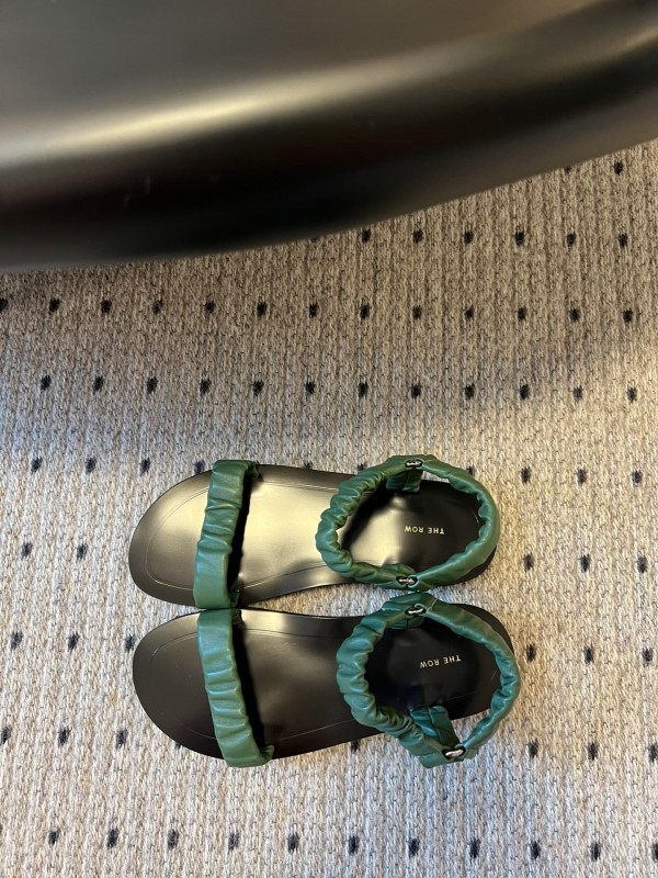 2025 Women The Row Green Leather Sandals