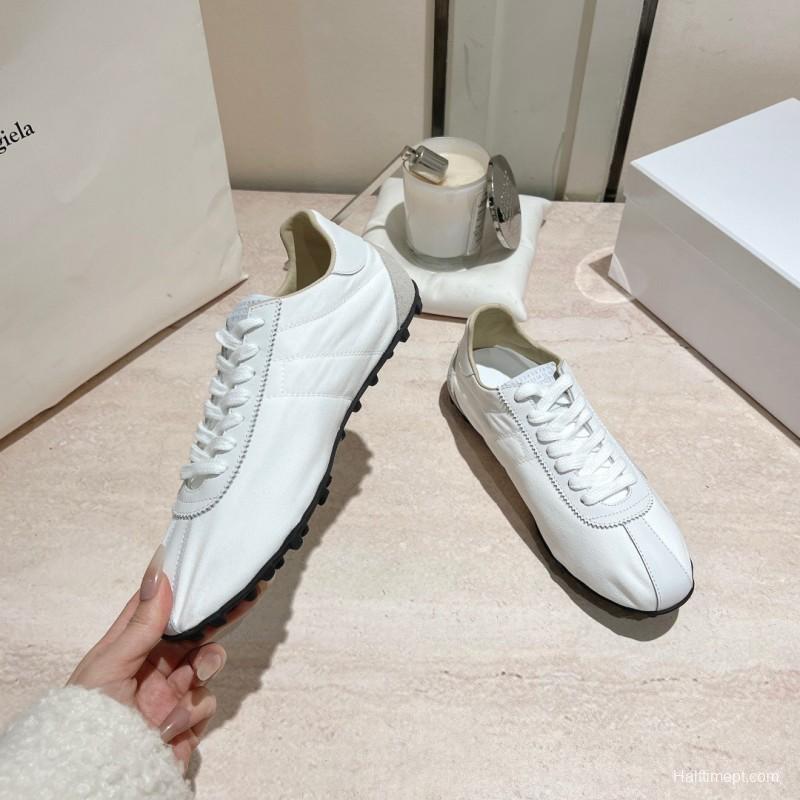 2025 Women MM6 White Leather Sneakers