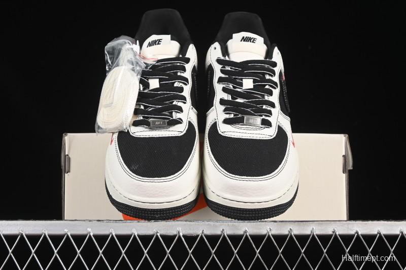 Nike Air Force 1'07 Low Black White Triple Swoosh Casual Sneakers - SC9207-537