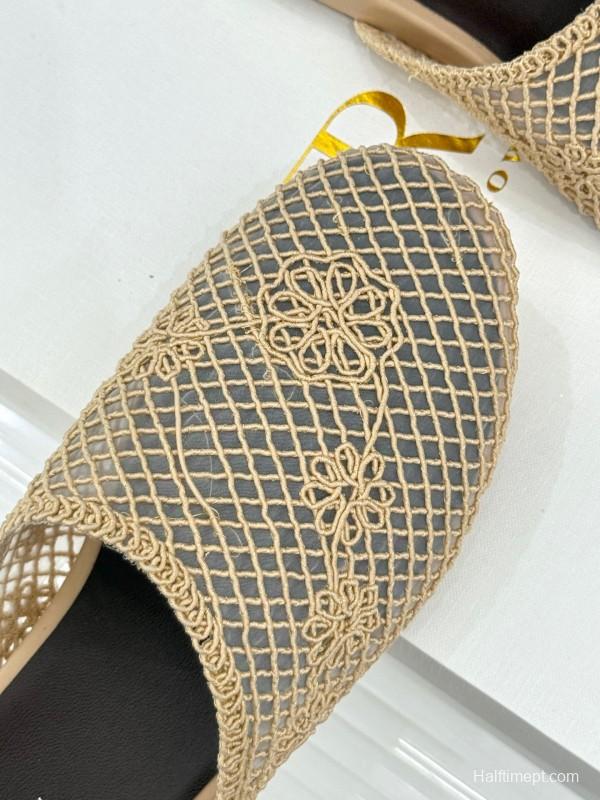 2025 Women The Row Beige Mesh Slippers KFY00260